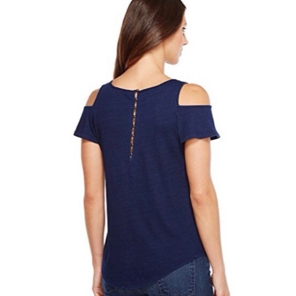 Lucky Brand Embroidered Cold Shoulder Top - Picture 9 of 9